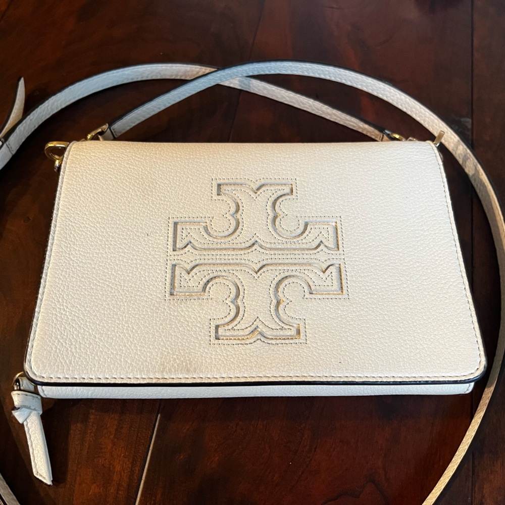 Tory Burch Harper Leather Crossbody Wallet, Ivory - Picture 3 of 7